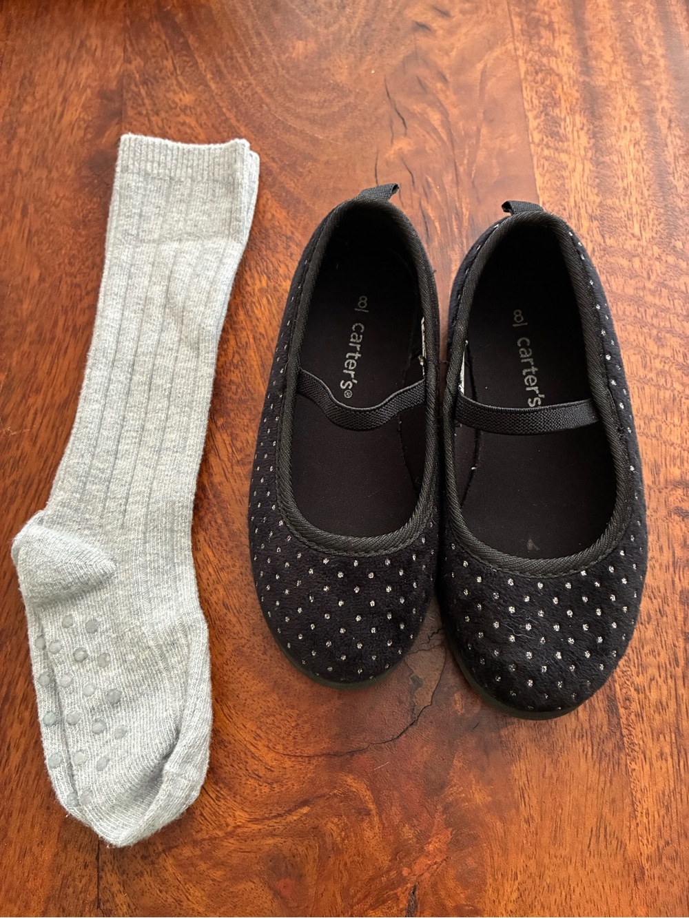 Carter's Black Girls' Ballet Flats with Silver Dots